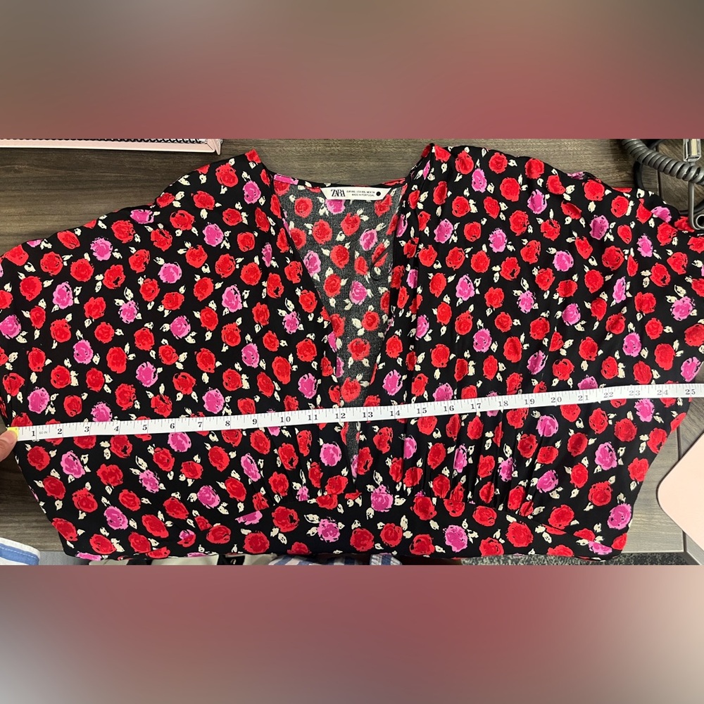 Zara Red Pink Floral Maxi Dress Romantic Cottagecore Boho Spring Whimsigoth - Picture 13 of 14